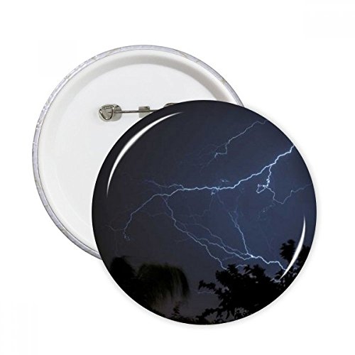 Badge bouton paysage forestier vêtements décoration pins rond nuit noire 5pcs