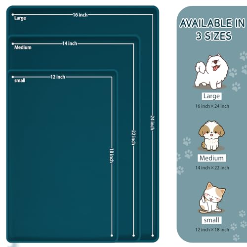 image for MateeyLife Silicone Cat & Dog Food Mat for Floors Waterproof, Anti-Sli