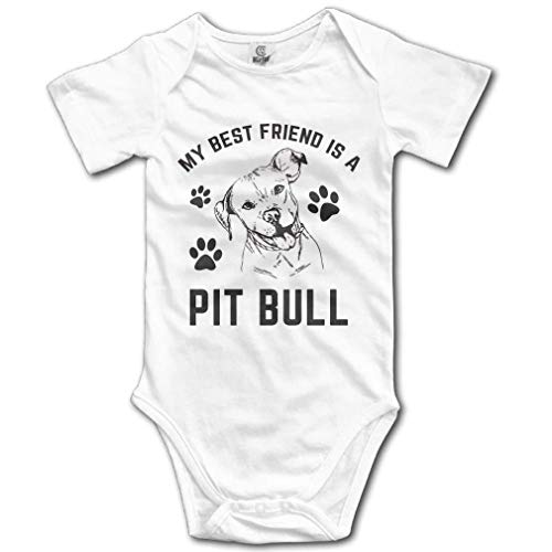 Image of LyCheer My Best Friend is A Pitbull Toddler Rompers Newborn Baby Bodysuit Short Sleeve White