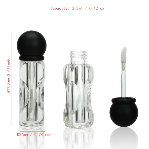COSIDEA 18pcs Empty 3.5ml Black ball shape lip gloss tubes with clear wand deo foot brush lipgloss tube container for lip oil2