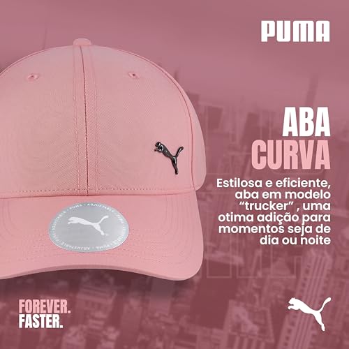 PUMA Boné Metal Cat Aba Curvada Respirável Faixa Ajustável Trucker Unissex Adulto, Peach Smoothie, Ú