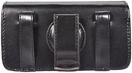 Miniatura 3 de Funda de piel negra para teléfono con trabillas giratorias para cinturón compatible con Motorola Moto E5 - Motorola Moto G6 Play - Motorola Moto G7