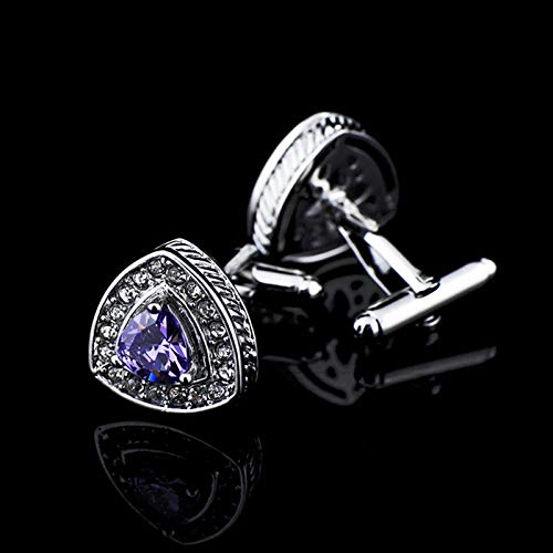 Mancuernillas de cobre Daesar con cristal triangular morado miniatura 3