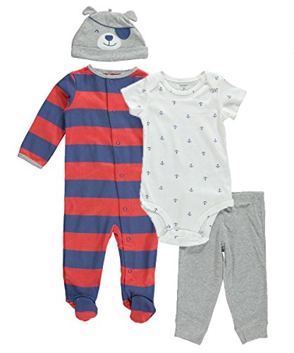 Carter's Baby Boys' 4 Piece Striped Layette Set (Baby) - Red/Blue - 3 Months