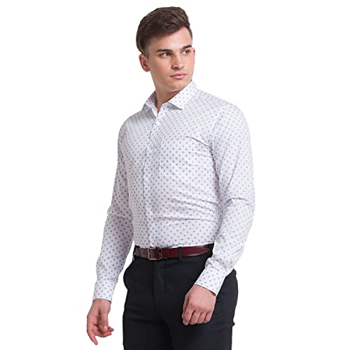 Image of Park Avenue Men's Pure Cotton Print Pattern Slim Fit Semi Cutaway Collar Full Sleeve Formal Shirt