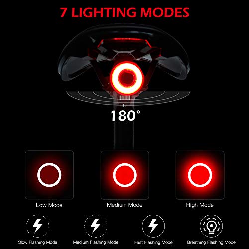 DECDEAL Lanterna traseira para bicicleta inteligente Lanterna traseira para bicicleta à prova d'águ