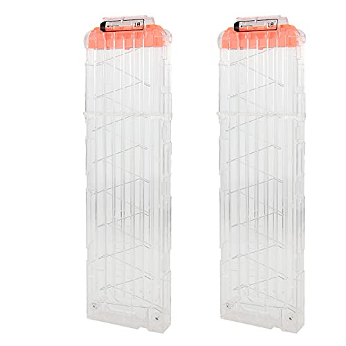 BOROLA 2 Pack 18-Dart Quick Reload Clip Compatible for Nerf Elite Series Guns (Transparent)