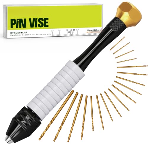 CRAFT911 Pin Vise Hand Drill Manual - Jewelry w/Micro Drill Bits (0.8mm-2.5mm) - Rotary Craft Drill for Jewelry Making, Resin, Wood, Plastic, Miniature, Beads, Clay Etc