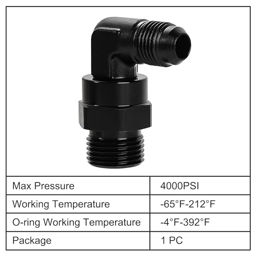 Image of EVIL ENERGY 6AN Flare to 8AN ORB Male Swivel Adapter Fitting 90 Degree Black 1PC