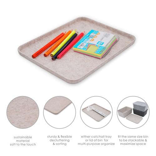 Image of Welaxy Felt Tray Lid for Storage Bins Drawer Organizer bin Cap of Box (M, Oatmeal Lid)