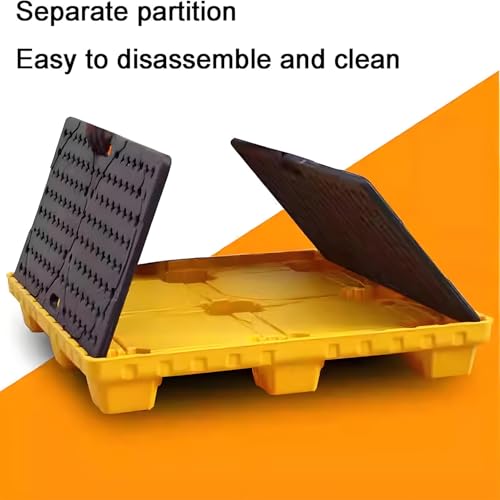 Palette modulaire de rétention des déversements - Plateforme étanche en plastique pour fûts de produits chimiques, plateau amovible en polyéthylène, 33 x 33 x 5,8 cm, solution de sécurité in