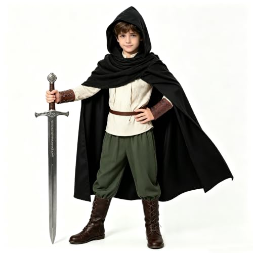 Image of 8 Pcs Medieval Costume for Boys Renaissance Viking Pirate Tunic Outfit for Kids
