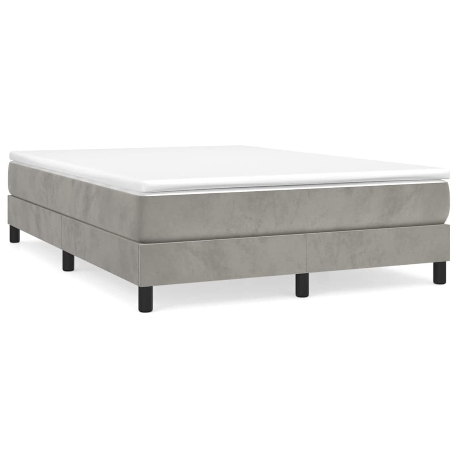 Tidyard Marco de cama con somier tapizado marco de cama para adultos dormitorio marco de cama aterciopelado, lamas de madera contrachapada gris claro 140 x 190 cm