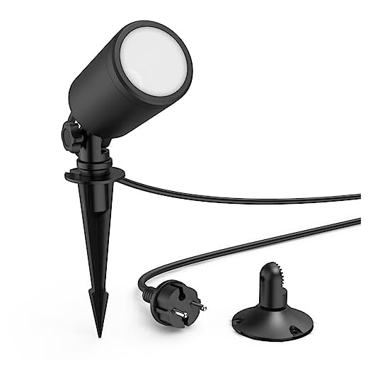 Hama Gartenlampe (LED Gartenstrahler mit Erdspieß, Außenleuchte IP65 wasserdicht, RGBW für farbige Gartenbeleuchtung + Farbwechsel, dimmbare Gartenleuchte schwenkbar, mit App, 7 W) schwarz