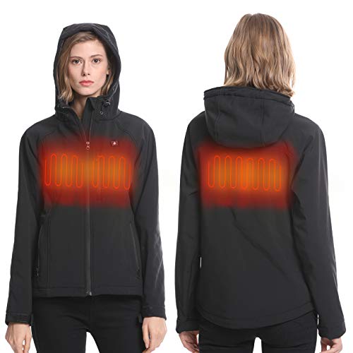 Heated Softshell Work Jacket for Women with Battery Pack Waterproof Wind Resistant (X-Large)