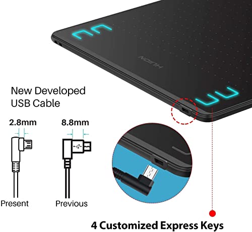 HUION HS64 Graphics Drawing Tablet Battery-Free Stylus 8192 Levels 266 PPS Pen Tablet with 4 Press Keys Support Mac, PC and Android Devices 6.3x4 Inch - Image 3