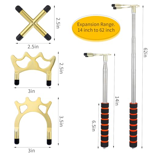 mekueeex Retractable Billiards Cue Bridge, Snooker Pool Cue Bridge Stick, Billiards Cue Rest with 3 Pieces Removable Brass Bridge Head, Billiards Table Accessories for Pool Table, Game, Competition