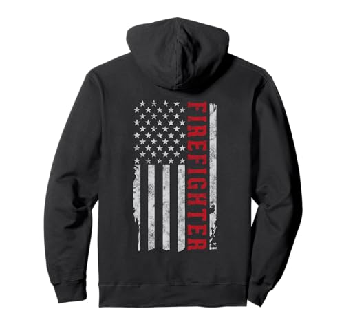 Thin red line USA flag Firefighter gift for 4th of July Pullover Hoodie