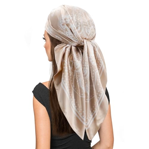 vimate Head Scarf for Women-35 Square Silk Feeling Satin Scarf for Hair Wrapping and Sleeping at Night.4