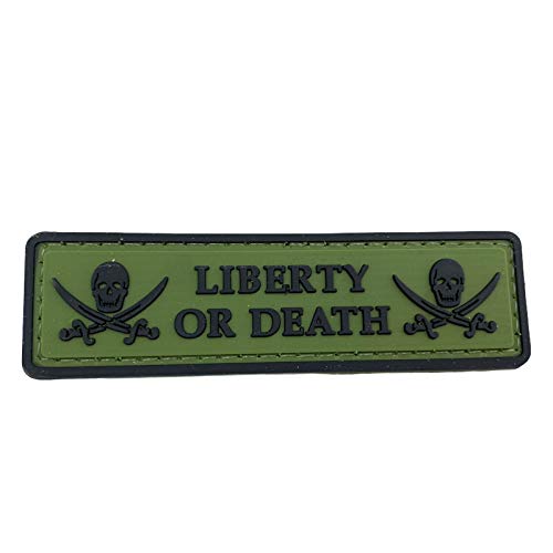 Liberty or Death Jolly Roger Airsoft PVC Morale Patch (Green)