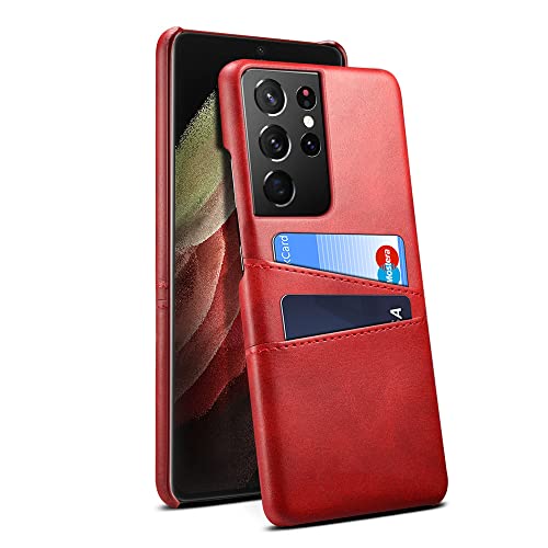 Coque Samsung S21 cuir rouge protection intégrale avec fente de carte note 20