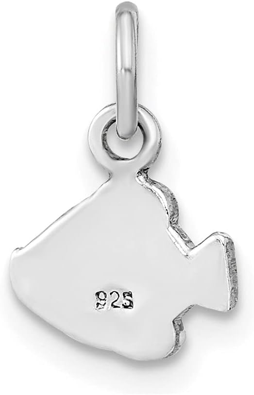 925 Sterling Silver Rhodium-plated Enameled Fish Pendant (L-13mm, W-9.31mm) - Image 3