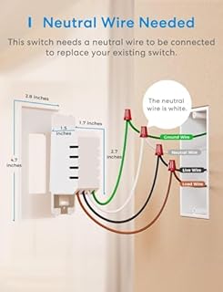 meross Smart Light Switch Supports Apple HomeKit, Siri, Alexa, Google Assistant & SmartThings, 2.4GHz Wi-Fi Light Switch, Neutral Wire Required, Single Pole, Remote Control Schedule, 1 Pack