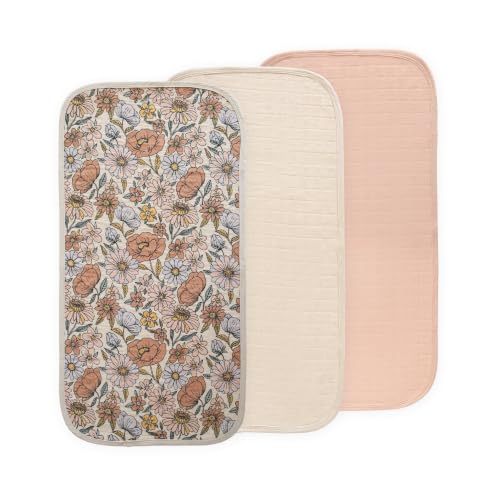 mushie Water Repellent Changing Pad Liners | Cotton (Retro Flowers Combo)