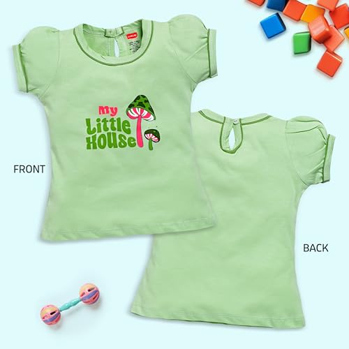 Image of LuvLap Baby Girls Regular Fit 100% Cotton Half Sleeves Girls Top Pack of 5