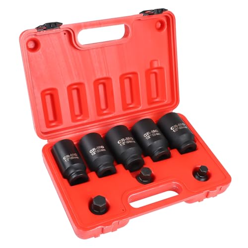 MIGUBIGU 8 Pcs Coffret de Douilles Clé à Choc 1/2’’, 30 32 34 35 36 mm, Douilles à Chocs Hexagonales, Douille à Choc 12 Pans, Jeu de Douille à Chocs...