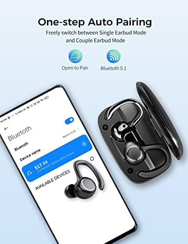 FAMOO Wireless Headphones, Bluetooth 5.1 Sports Earbuds with Built-in Mic, LED Display, IPX7 Waterproof, 48Hrs Playtime, Hi-Fi Stereo Running Earphones with Charging Case for Exercise and Work