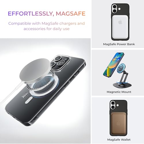 Image of Crystal Translucent Magnet Case for iPhone 16, Premium Polycarbonate, Ultra Strong Magnets, 360 Drop Protection, Raised Camera Protection, MagSafe Compatible