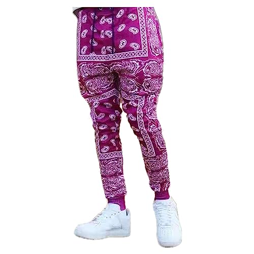 CUOREZ Herren Casual Lange D Cashew Abnehmen Candy Farbige Hosen, Purpur, M