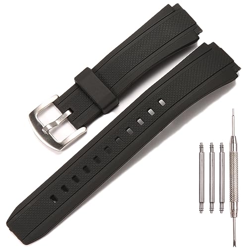 XBHSW Correa de reloj de resina compatible con Casio serie EF-552, correa de repuesto de silicona impermeable (hebilla negra plateada)