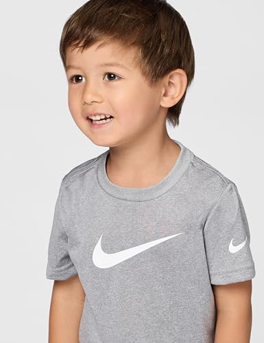 Image of Nike Boys Polyester Solid Little 2 Piece Swoosh T-Shirt Tee & Mesh Shorts Set