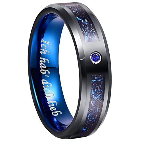 Mabohity Ringe Herren Blau Elegant, aus leichteste Titan, keltische Stil Modern, Größe 70 Cover