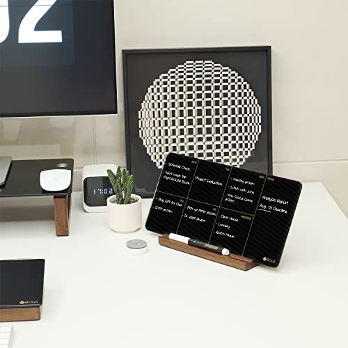 Desktop Black Glass Weekly Planner Dry Erase Whiteboard With Detachable Wood Stand,Small Portable Week Calendar To Do List White Board 12X6" For Office, Home, Schools, Marker&Eraser Included, Yeoux #TOP5