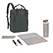 LÄSSIG Baby Wickelrucksack Wickeltasche Rucksack mit Wickelunterlage, Kinderwagenbefestigung, Flaschenhalter nachhaltig produziert/GRE Vividal Backpack dark olive