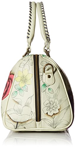 Anna By Anuschka Women's Genuine Leather All Round Zip Satchel | Hand Painted Original Artwork | Medium Zip-Top Organizer | Floral Paradise #TOP2
