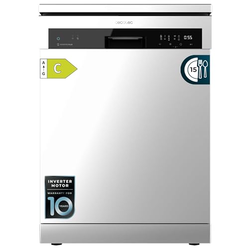 Cecotec Lavavajillas 60cm Independiente Bolero Aguazero 6500 Inox C. 15 Cubiertos, 3ª Bandeja, 6...