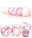 24pcs 80mm Shatterproof Christmas Balls Ornaments Xmas Tree Hanging Decors for Party Wedding Ceremony Garden Home Decoration (8cm/3.14", Pink)