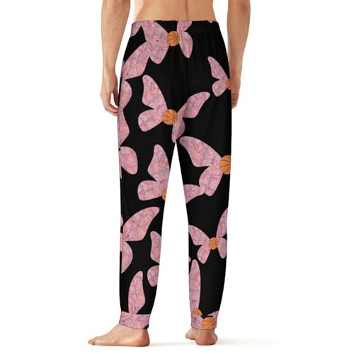 Butterflies Banknotes Basketball Men's Pajama Pants Lounge Pant Sleepwear PJ Bottoms2