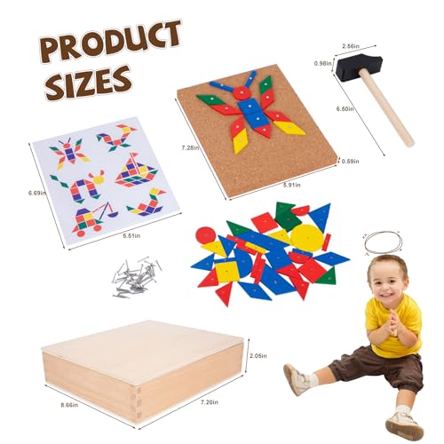 Image of Adena Montessori Hammer & Nail Pegboard Toy, 4-6y | Hammer nails into pegboard. Builds hand-eye coordination, fine motor & concentration. Montessori activity. Gift 4-6y.