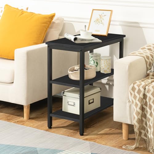 HOOBRO End Table, Simple Rustic Side Table with 3-Tier Storage Shelf, Narrow Nightstand for Small Spaces, Easy Assembly, for Living Room, Bedroom, Metal, Industrial Design, Black BB14BZ01 by HOOBRO - Used condition - Image 6