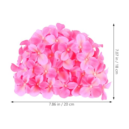 Image of Housoutil Flower Swimming Caps, Floral Swim Cap Women, Vintage Flower Swimming Hat with Handcrafted Petals, Soft Fabric Breathable Bathing Hat for Pool Spa Accessorizing (Pink)