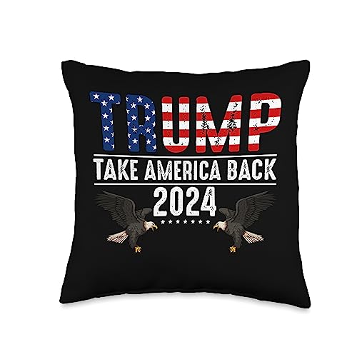 Trump America 2024 United States Presidential Trump 2024 America Presidential Campaign USA Election Day Throw Pillow, 16x16, Multicolor