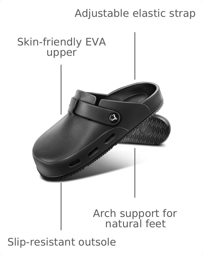 Image of KEMISANT Women Clogs,Comfortable Mules Sandals Slippers Nurse Garden Shoes Unisex for Men Cushioned Support