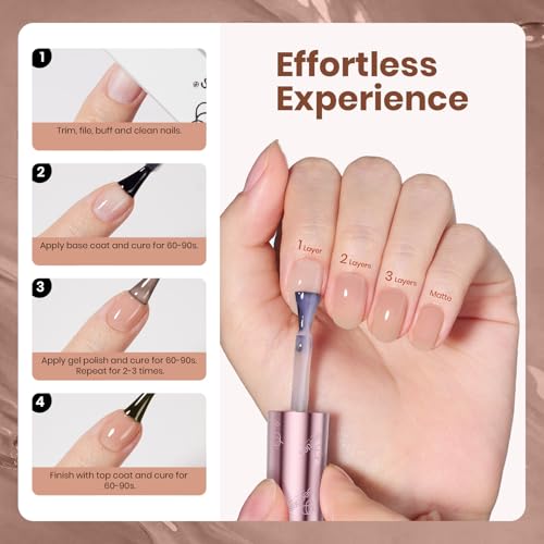 Image of Beetles Nude Brown Gel Polish - 15ML Full Size HEMA-Free Natural Nude Jelly Gel Polish Nail Concealer Color Sheer Translucent Effect Soak Off UV Oat Latte Collection Nail Art Manicure Gifts