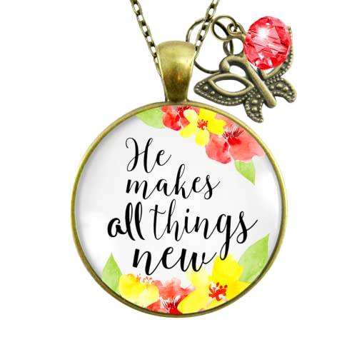 Gutsy Goodness He Makes All Things New Necklace Inspirational Jewelry For Women Chain 24 Inch thumb #1
