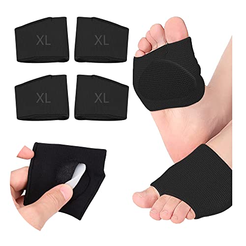 2 Pairs Metatarsal Pads-Ball of Foot Cushions-Gel Sleeves Forefoot Cushion Pads Fabric Metatarsal Sleeve Pads with Gel Pads for Men Women Bunion Forefoot Blisters Callus Supports Metatarsalgia Pain Relief (Black, XL)